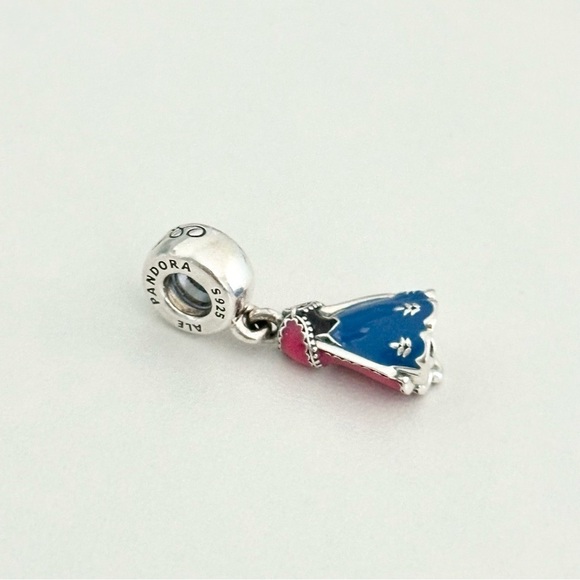 Pandora Disney Princess Anna Dress Blue Pink Enamel Dangle Charm - Picture 2 of 5